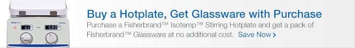 Buy a Hotplate, Get Glassware with Purchase. Purchase a Fisherbrand™ Isotemp™ Stirring Hotplate and get a pack of Fisherbrand™ Glassware at no additional cost. Save Now